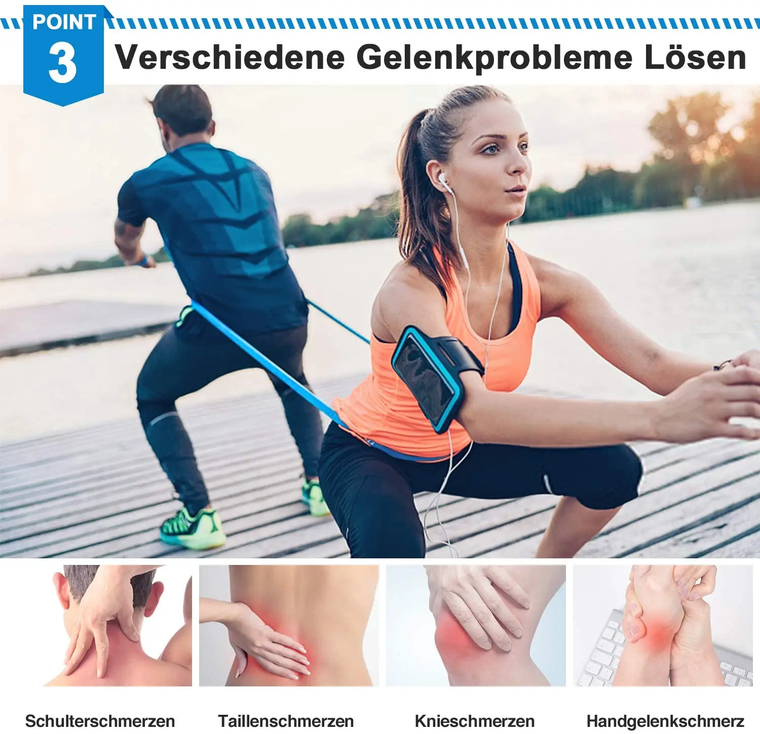 Bandas Elasticas Fitness, 3 Piezas 1.5M/1.8M/2.0M Bandas de Resistencia con 3 Niveles, Cintas Elasticas Fitness para Yoga, Pilates, Crossfit, Estiramientos, Muscular, Piernas, Brazos, Fuerza