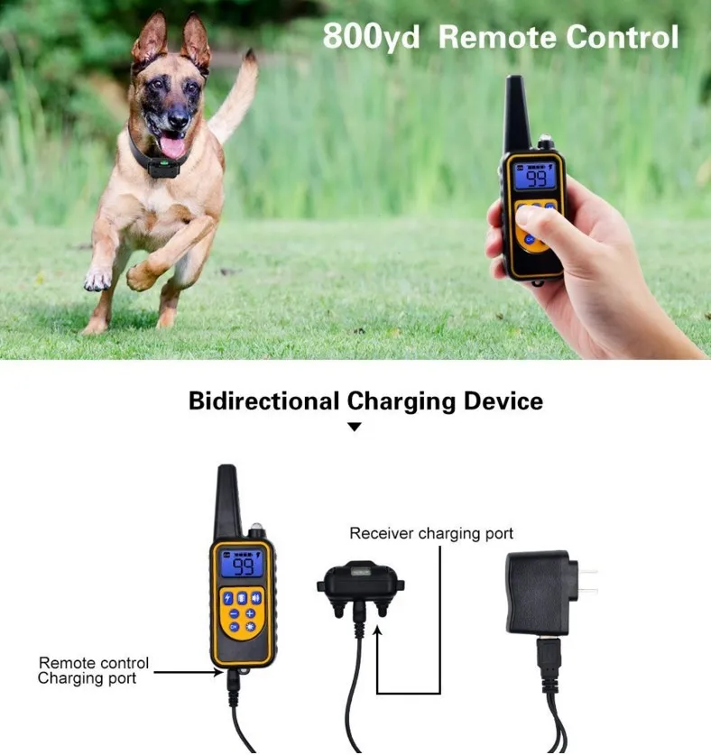 Collar de perro Collar de entrenamiento de perro eléctrico Pantalla LCD recargable para Collar de adiestramiento de mascotas de todos los tamaños