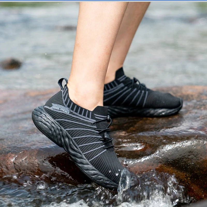 ONEMIX, zapatillas de correr impermeables para hombre, zapatillas ligeras transpirables para mujer, zapatillas de entrenamiento para caminar, zapatillas deportivas sin cordones para senderismo al aire libre