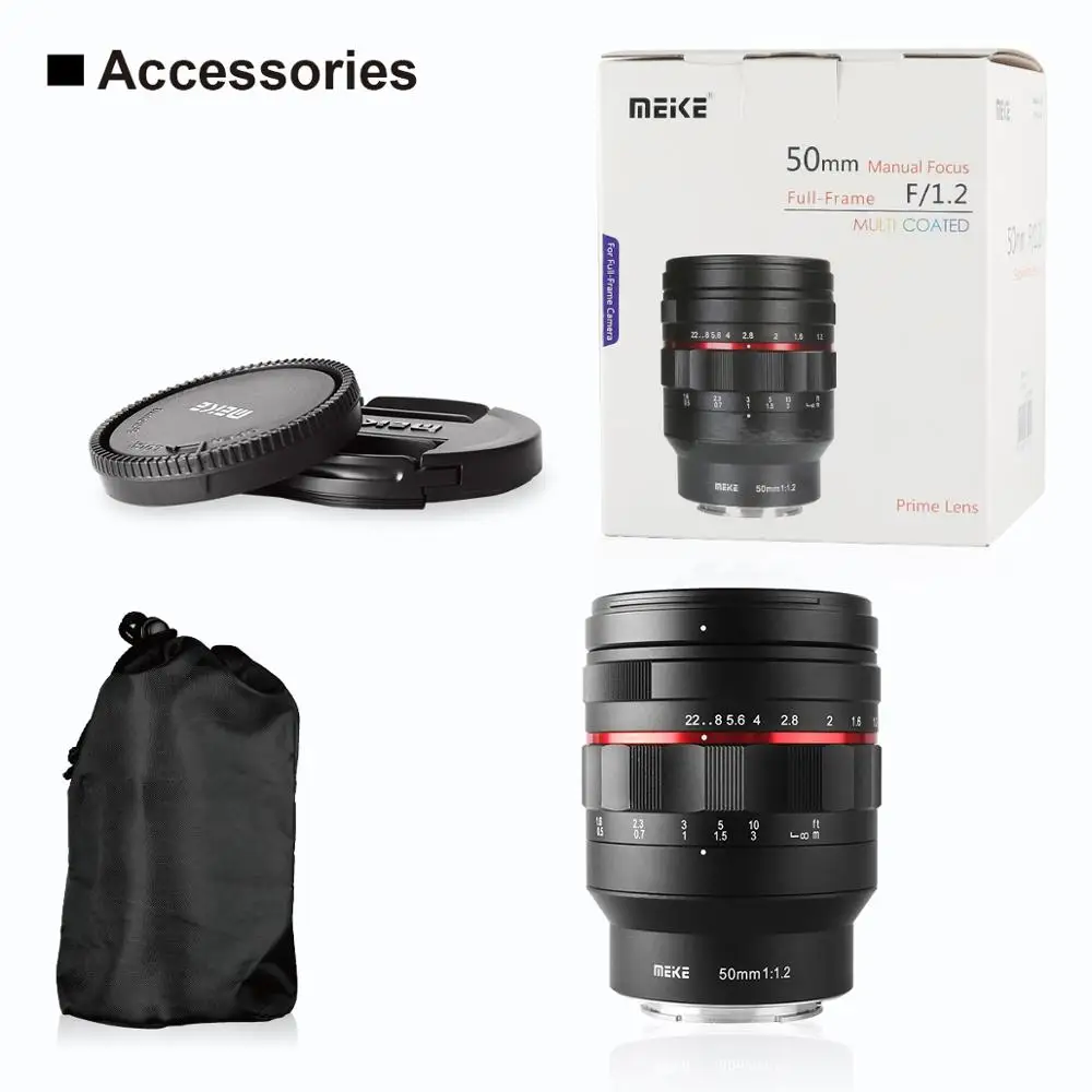 Lente Meike de 50 mm F1.2 de Gran Apertura y Enfoque Manual para Cámaras Sony con Montura E/Nikon con Montura Z/Canon con Montura EF/L