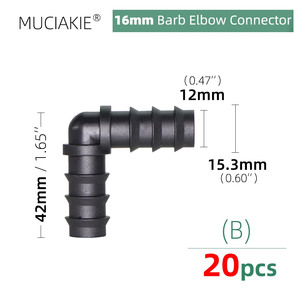 Conectores de agua de tubo de 16, 20 y 25MM, adaptador de acoplamiento igual, tapón de extremo en T, accesorios de púas para riego por goteo, 1/2 3/4''