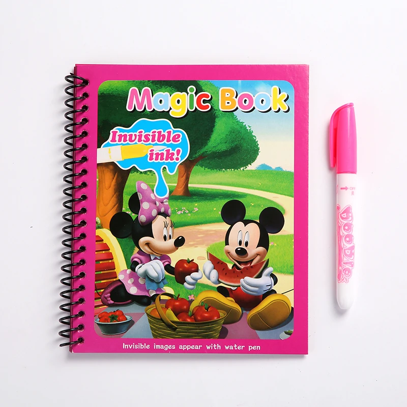 Disney Minnie Mickey pintura al agua juguetes de dibujo Graffiti anime figura de acción acuarela libro mágico para niña regalo de cumpleaños