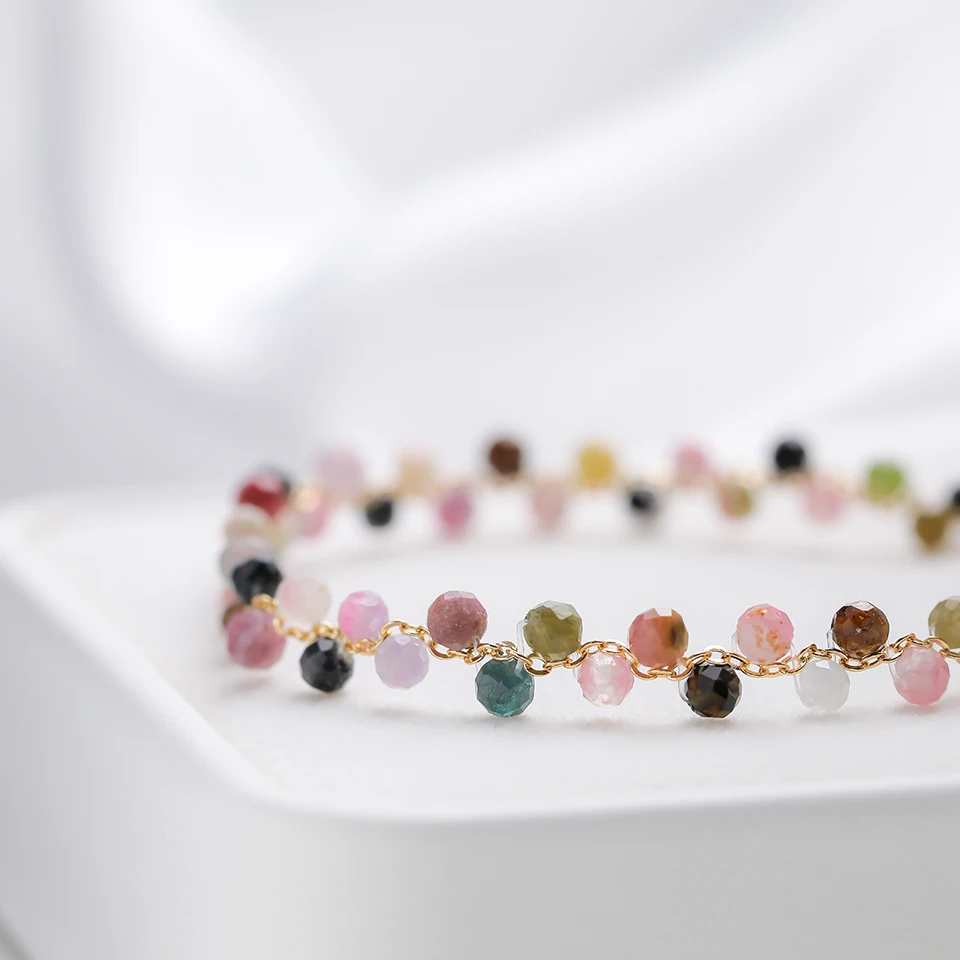 Pulsera de turmalina de piedra Natural de 3MM para mujer, joyería para fiesta, boda, regalo de lujo, brazalete ajustable hecho a mano con amatista