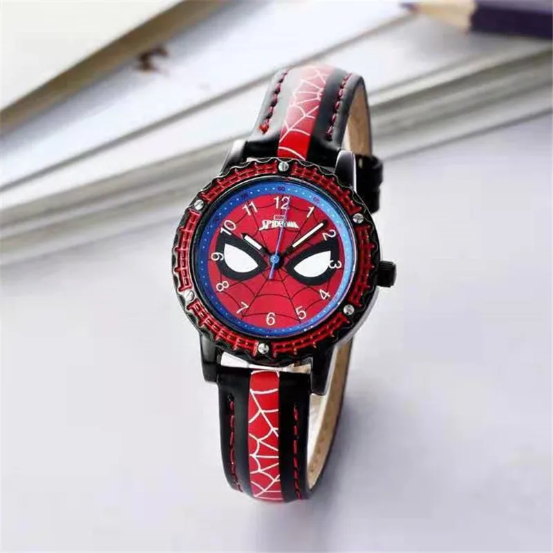 Reloj de dibujos animados para niños, reloj para estudiantes de escuela primaria, reloj de cuarzo Spiderman, reloj de pulsera con puntero luminoso para niños