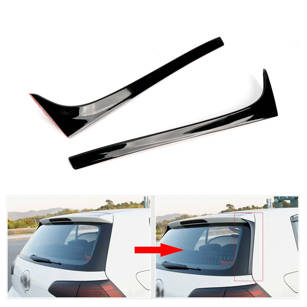 Alerón lateral de la ventana trasera del coche, accesorio negro brillante, ABS, 2 piezas, para VW Golf 7 MK7 2014-2018