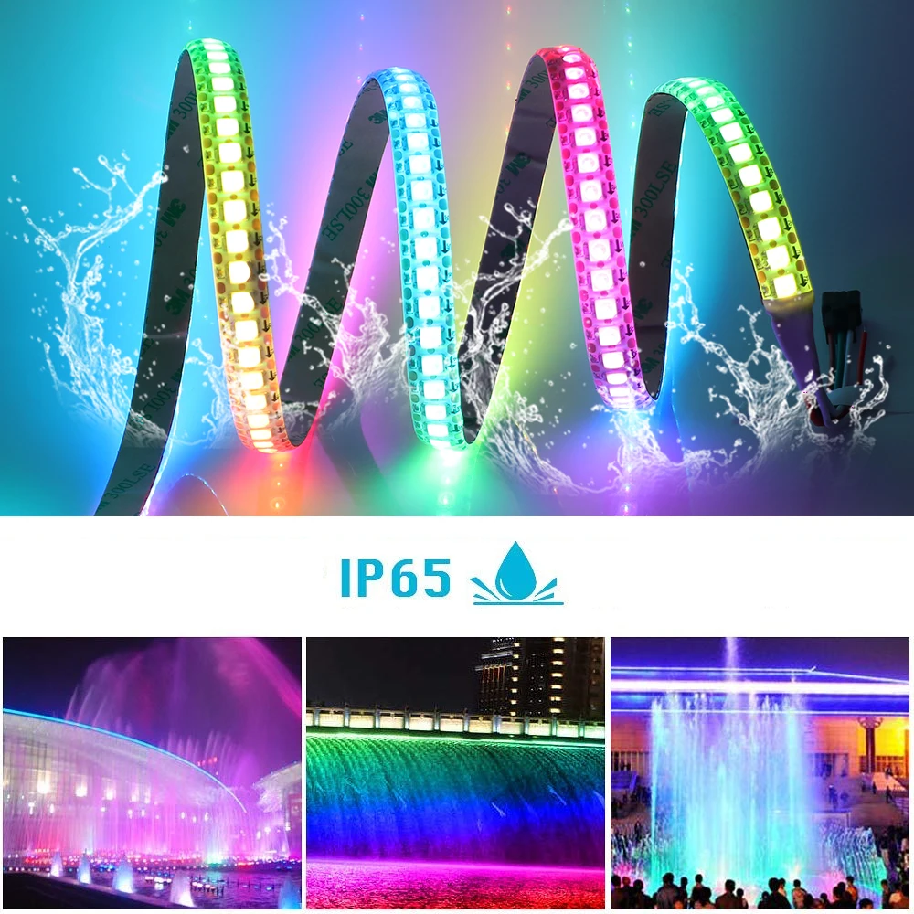 Tira de LED DC 5V WS2812B 30/60/144 Píxeles/m IP2 IP65, Lámpara Nocturna Inteligente con Circuito Integrado WS2812, Tira de Luz LED RGB 5050 de Color de Ensueño