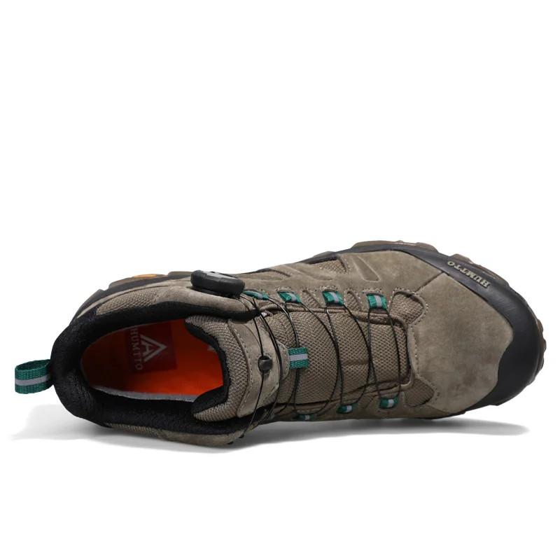 HUMTTO-zapatos de senderismo impermeables, botas de Trekking de cuero, zapatillas de deporte para exteriores para hombre, botines tácticos para acampar y cazar