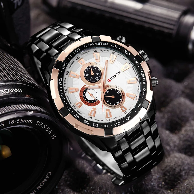 Reloj de cuarzo CURREN 8023 para hombre, relojes militares deportivos resistentes al agua, reloj de pulsera de acero inoxidable para negocios para hombre, reloj para hombre