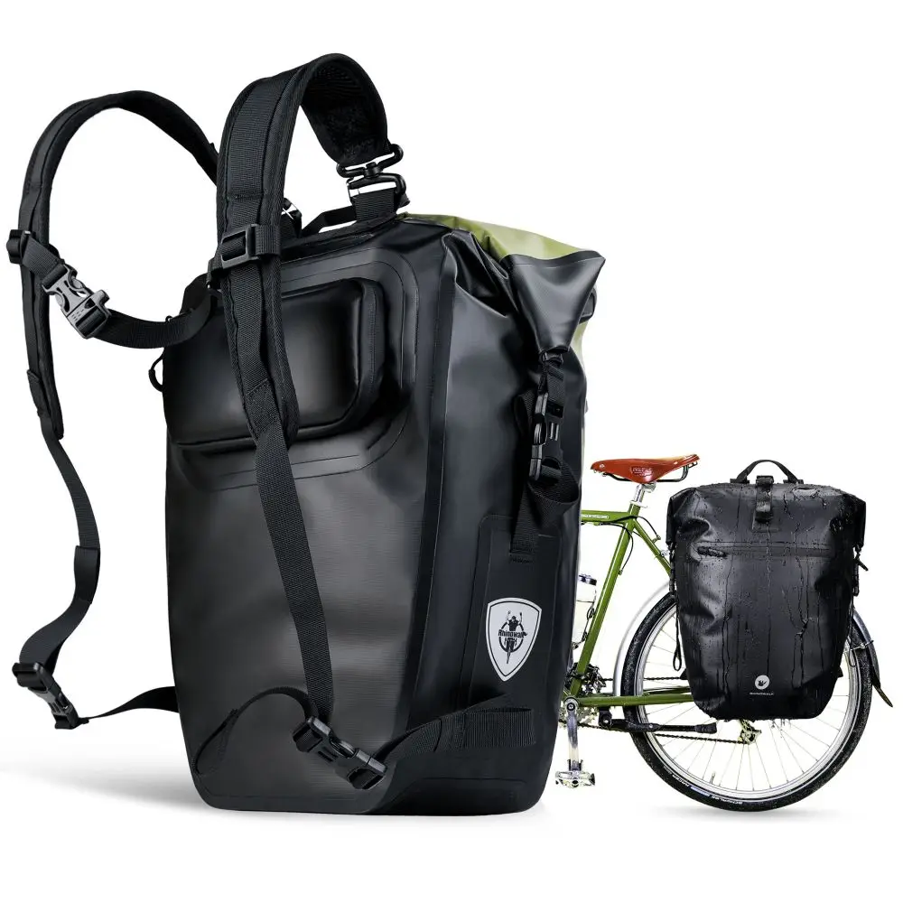 Bolsa y Alforja para Bicicleta Rhinowalk, 100% Impermeable, 27L de Capacidad, Alforja Trasera Multifuncional para Portaequipajes, Bolsas de Ciclismo