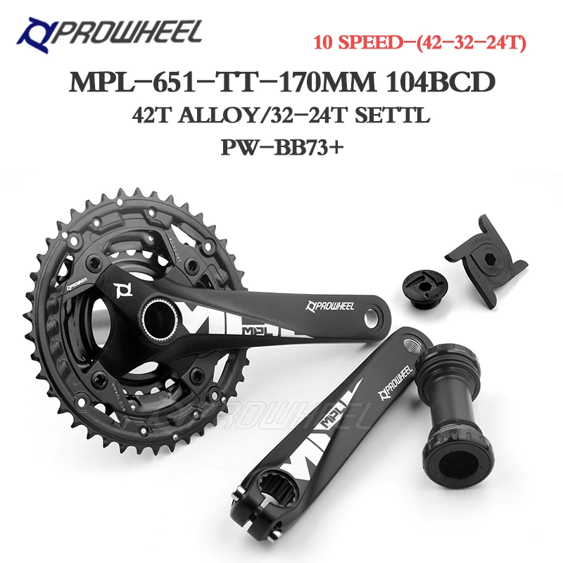 PROWHEEL-platos y bielas para bicicleta de montaña, 6/7/8/9/10/11 velocidades, manivela de 170mm, 22-30-40T, 24-32-42T, 26-36T, 28-38T