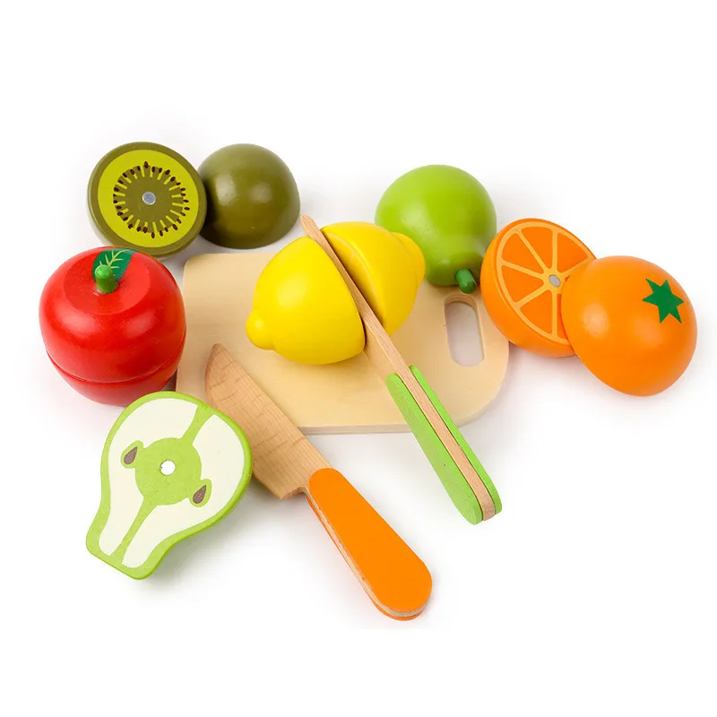 Juguete de madera para cortar frutas y verduras, juego de simulación de comida, juego de rol de cocina, juguetes educativos para edades tempranas Montessori para niños