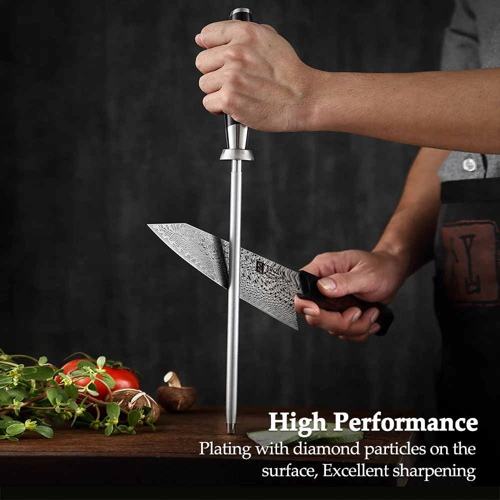 XINZUO-afilador de cuchillos de acero con alto contenido de carbono, varilla de afilado de diamante, asistente de cocina, Musat