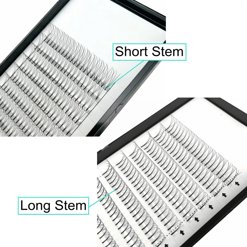 5 bandejas/lote de tallo largo, pestañas rusas de alta calidad con volumen, extensiones de pestañas 3D de visón sintético hechas a mano, ventiladores prefabricados individuales naturales