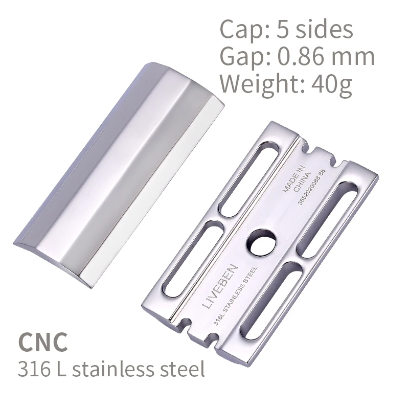 Accesorios para afeitadora Manual con cabezal de afeitar de seguridad de doble filo de acero inoxidable CNC 316L (sin mango)