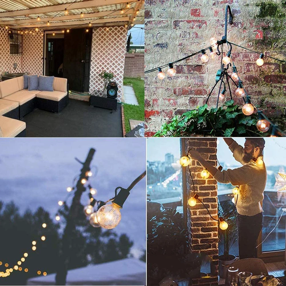 Guirnalda de luces LED para exteriores G40, guirnalda de fiesta, bombillas de globo regulables, lámpara de hadas para calle, Patio, jardín, Camping, decoración de terraza
