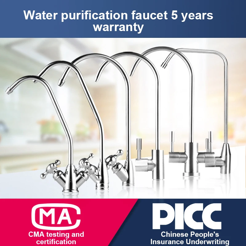 Grifo de agua de cocina de acero inoxidable 304, cromado, conexión de 1/4 pulgadas, grifo de ósmosis inversa para purificador de agua potable