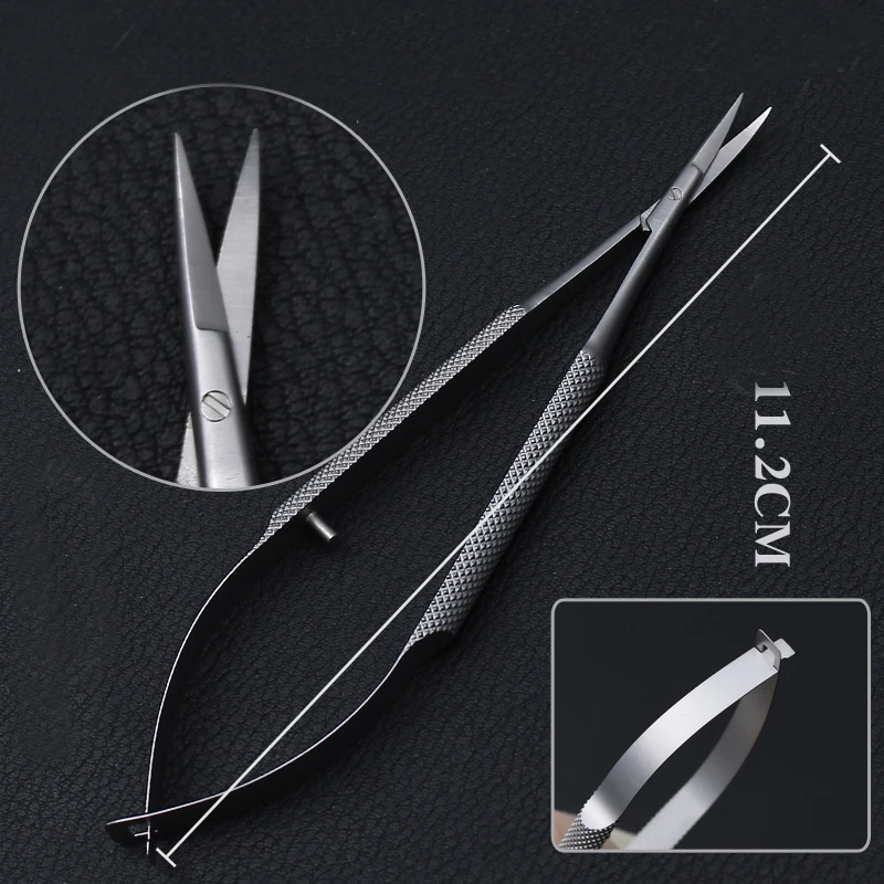 Nuevo 4 unids/set instrumentos microquirúrgicos oftálmicos 12,5 cm tijeras + porta agujas + pinzas herramienta quirúrgica de acero inoxidable