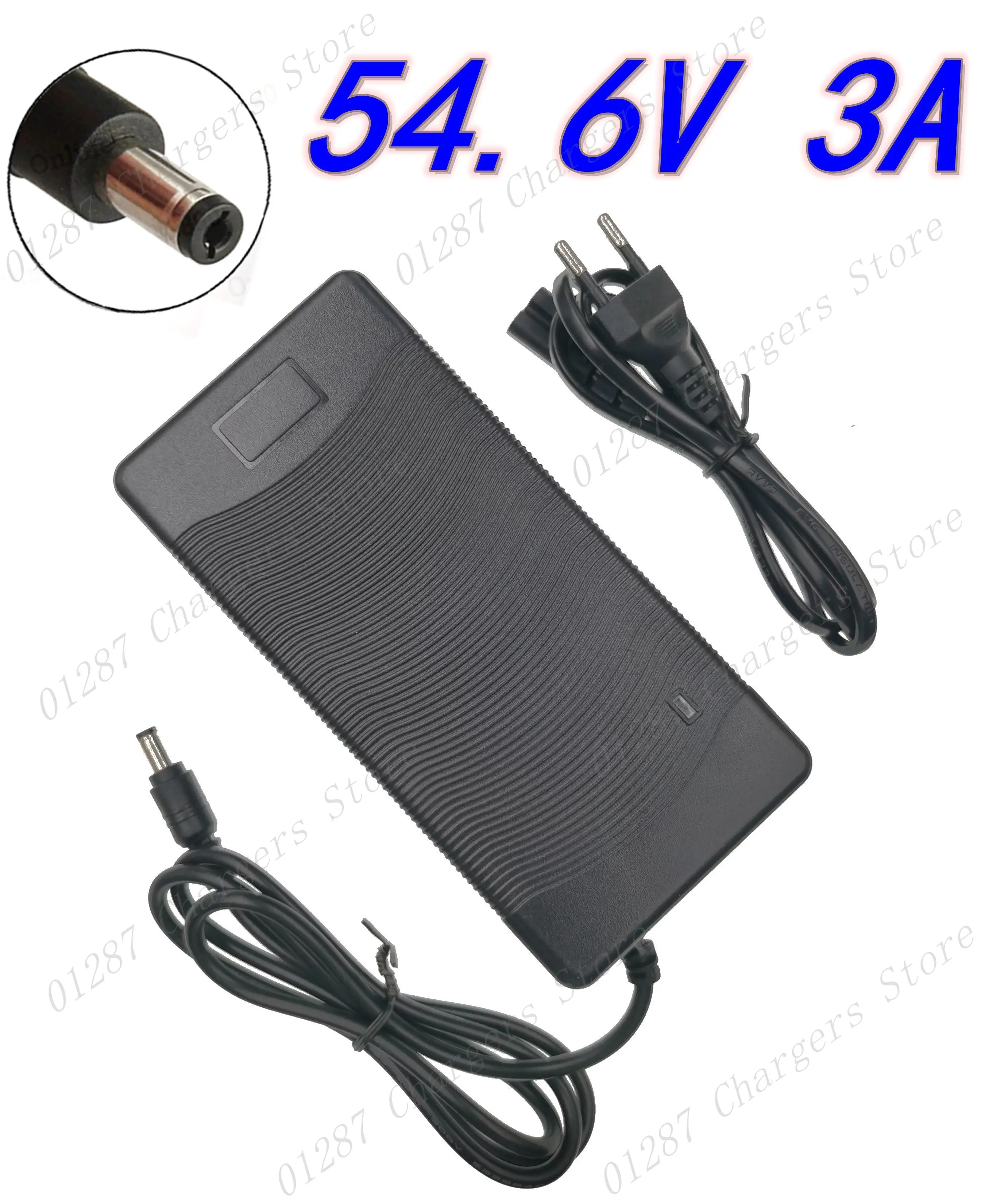 Cargador de batería de 54,6 V y 3A para batería de iones de litio de 13S y 48V, cargador de batería de litio para bicicleta eléctrica, alta calidad, fuerte disipación de calor