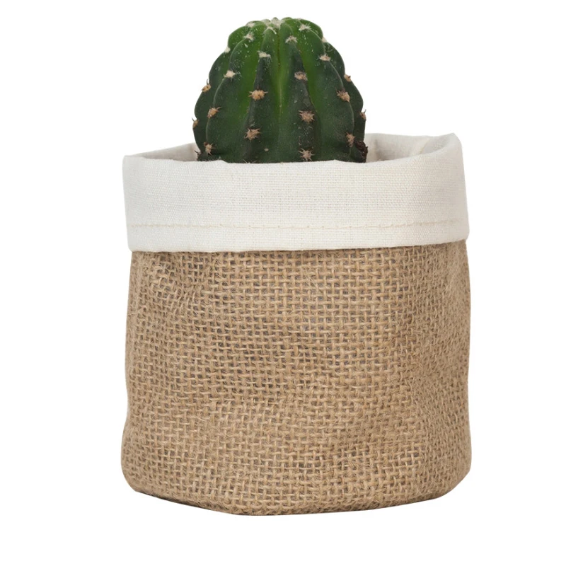 Cesta de flores de papel Kraft Retro para maquillaje de escritorio, cesta de almacenamiento de tela lavable, cubierta de maceta de flores, soporte para bolígrafos, suministros para el hogar