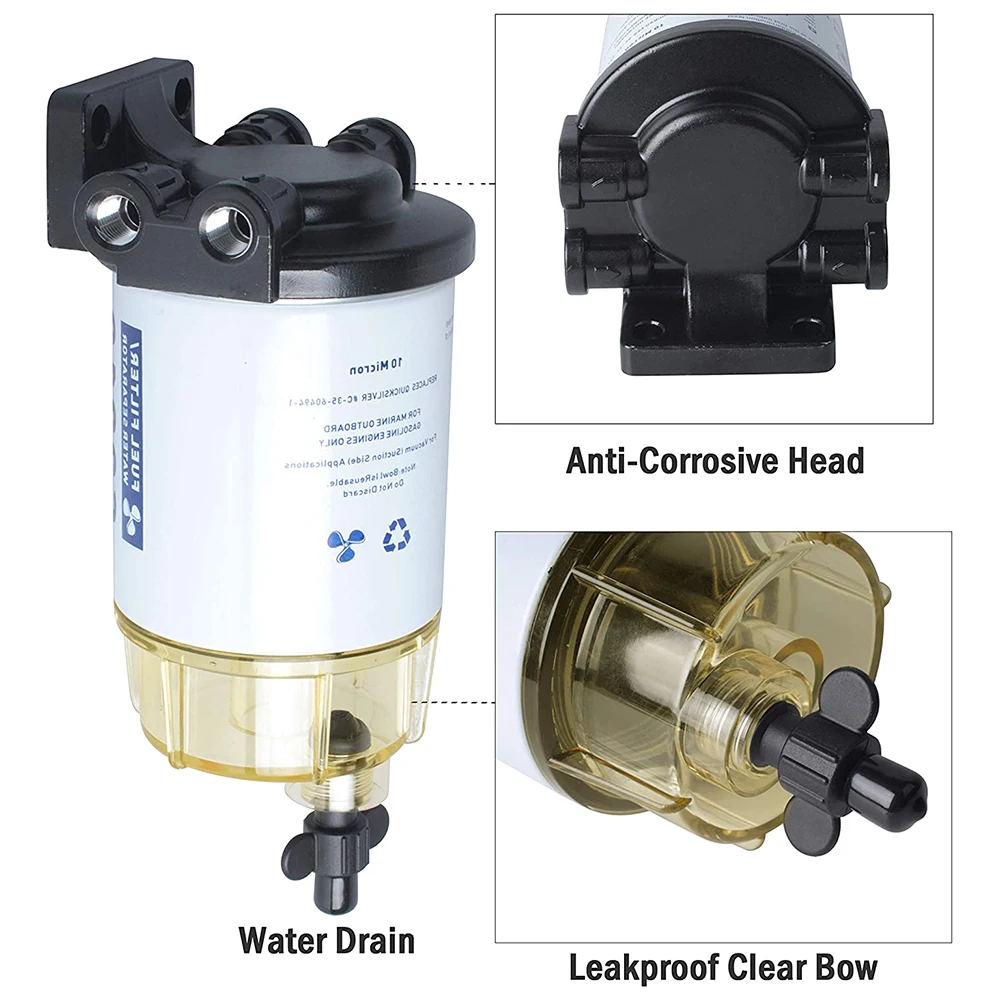 S3213 Conjunto de filtro separador de agua y combustible compatible con motor fueraborda Mercury Yamaha Racor Sierra Motor Boat 10 micras