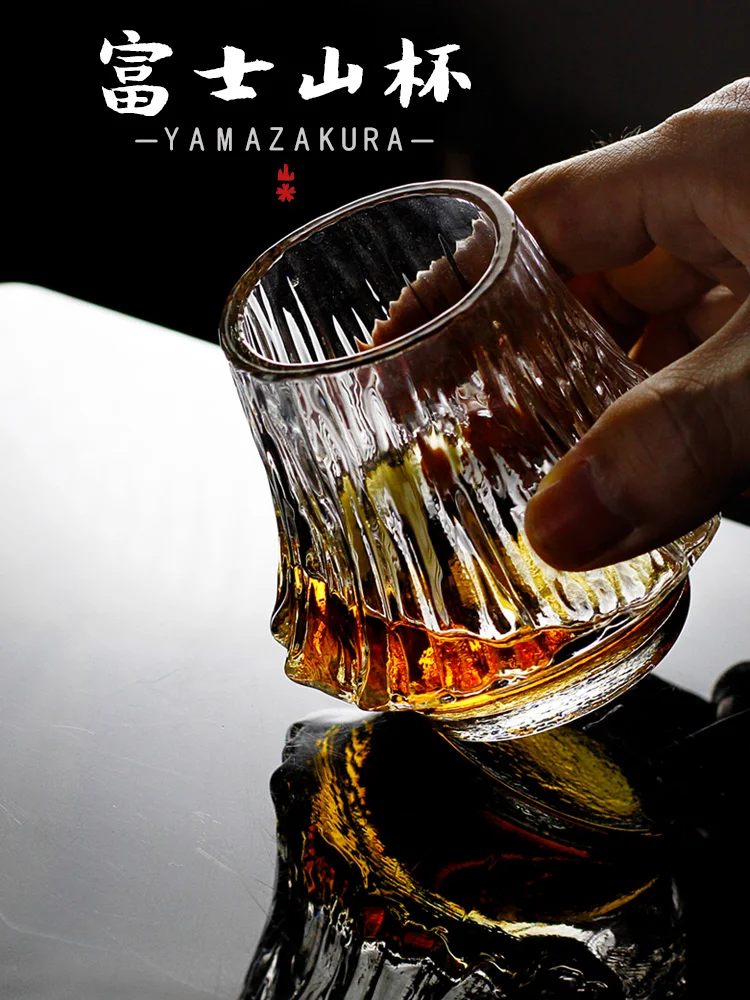 Liu Siyu-copa de vino de estilo japonés, vaso de Whisky con diseño de obras de arte limitado, hecho a mano, montaje de llama Fuji, Edo