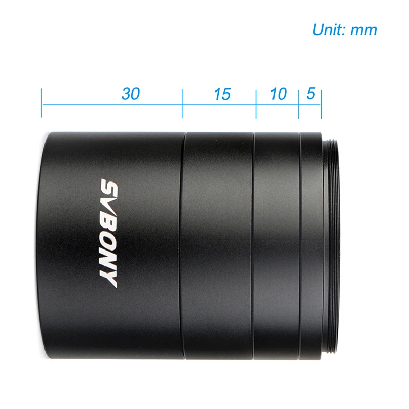 SVBONY-Kit de tubo de extensión M48 de 2 pulgadas, 5/10/15/30mm, en ambos lados para Astronomía M48x0.75, telescopio profesional, Astrofotografía SV119