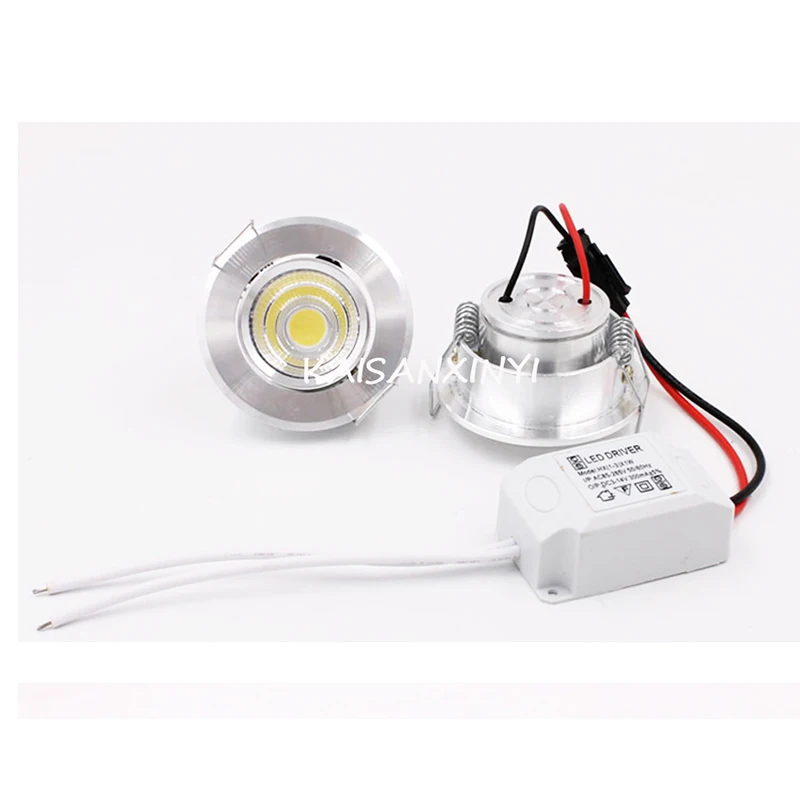 1/5 Uds. Luz LED empotrable de techo regulable redonda de aluminio 3W AC90-260V bombilla Led empotrable COB con controlador