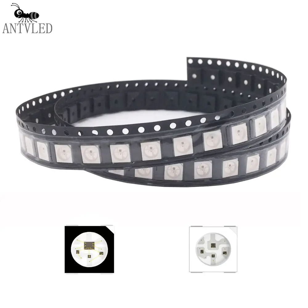 Chip LED RGB 5050SMD, WS2812B, 10-1000 piezas, Chip direccionable individual, píxeles, PCB Blanco/Negro DC5V