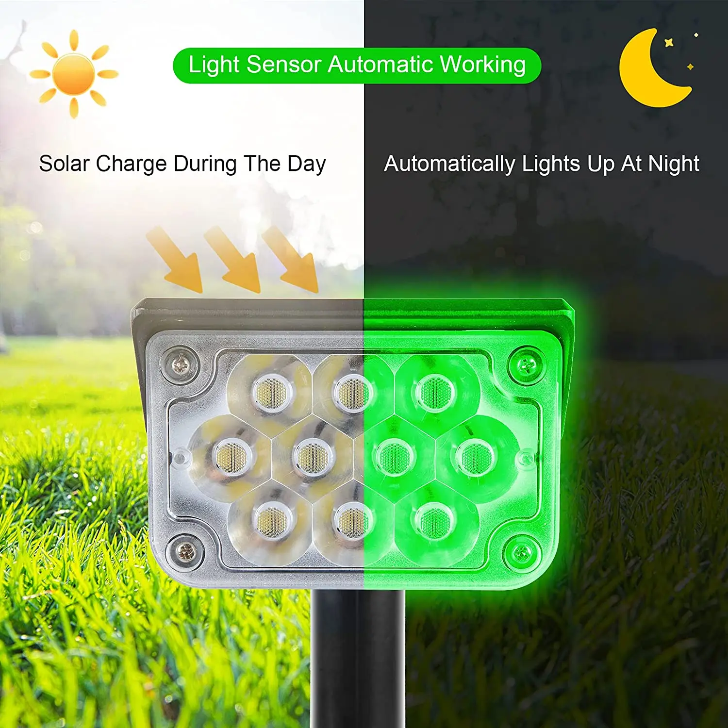 T-SUN foco Solar ajustable luz Solar de jardín IP65 energía Solar luz verde para patio camino árbol decoración luz Solar al aire libre