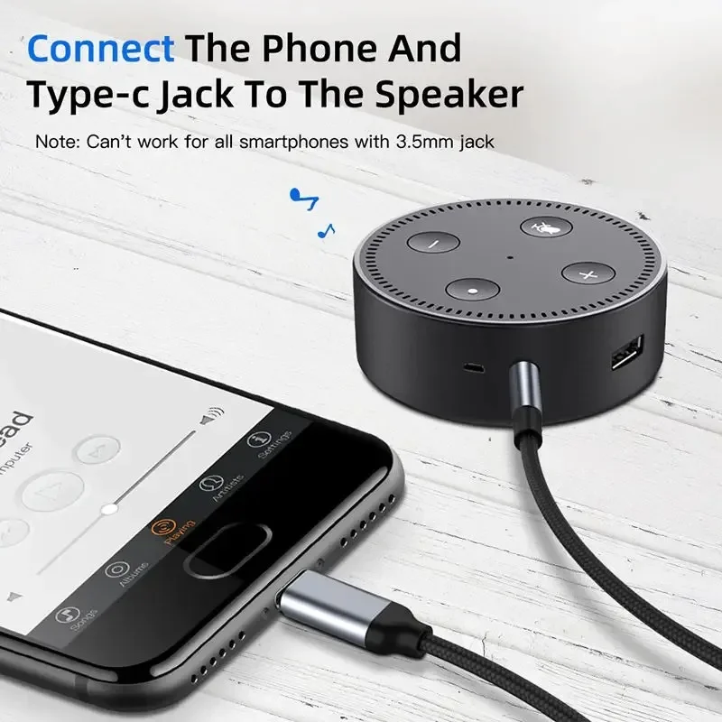 Cable de Audio auxiliar USB tipo C a 3,5mm de alta calidad para iPhone 16 15 Pro Max Samsung S24 altavoz para auriculares de coche Cable auxiliar con conector 3,5