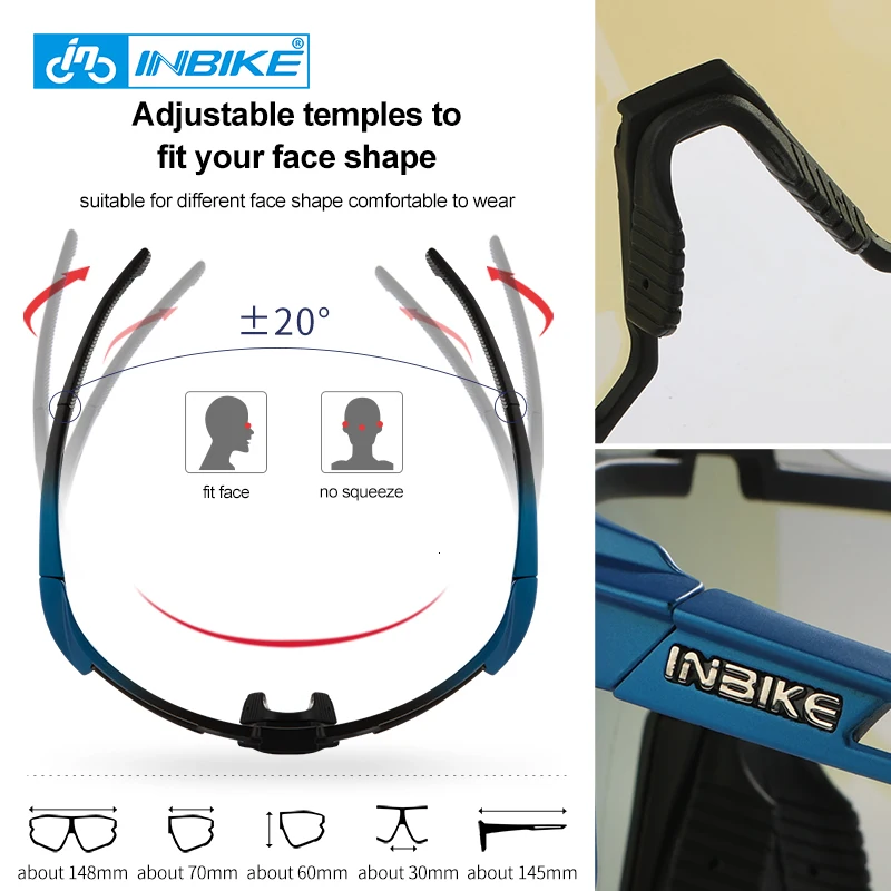 INBIKE-gafas de sol fotocromáticas para ciclismo, lentes profesionales para montar en bicicleta de carretera, a prueba de viento, gafas de arena para hombre