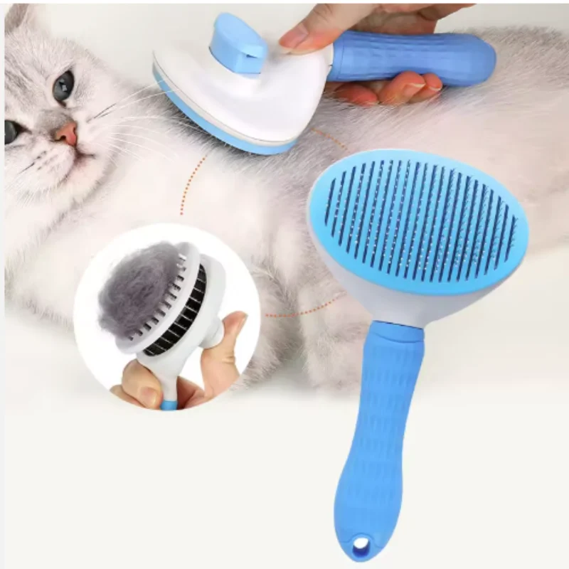 Peine para mascotas, peine de aguja de acero inoxidable, cepillo de limpieza para perros y gatos, depilación flotante, Limpieza del cabello, belleza, cuidado de la piel