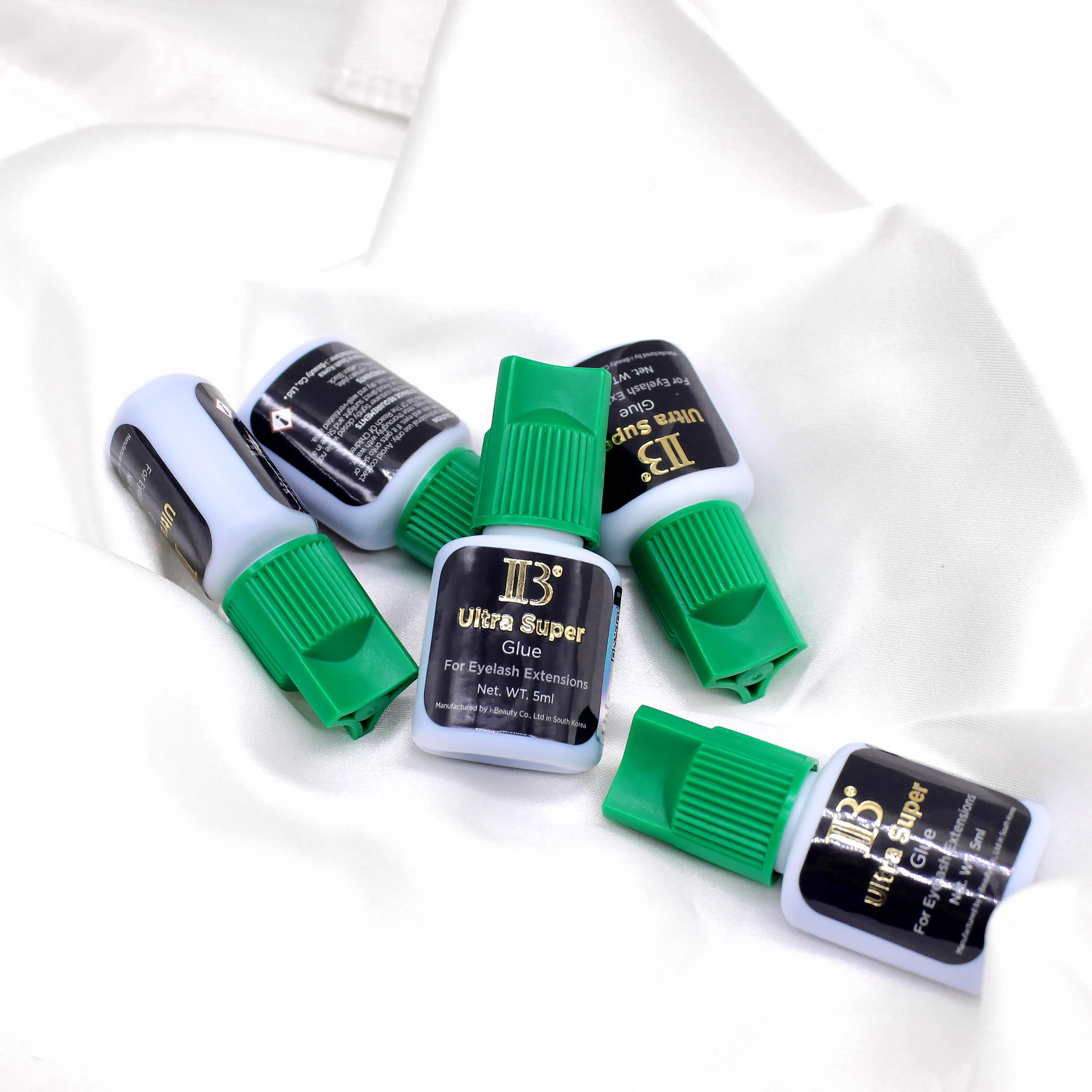 5 Botellas de Pegamento para Extensión de Pestañas IBeauty Ultra Super IB, Suministros de Pegamento con Tapa Verde, Herramientas de Maquillaje, Adhesivo de Alta Resistencia, Secado Rápido en 2 Segundos, Corea