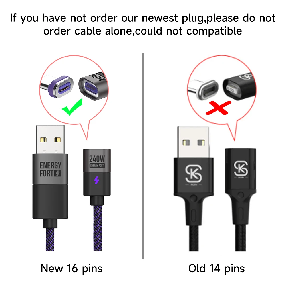 Conectores de Cable magnético tipo C, 5 piezas, 16 Pines, cabezal de puntas magnéticas para Cable de carga rápida, Cable de teléfono, 5 unidades