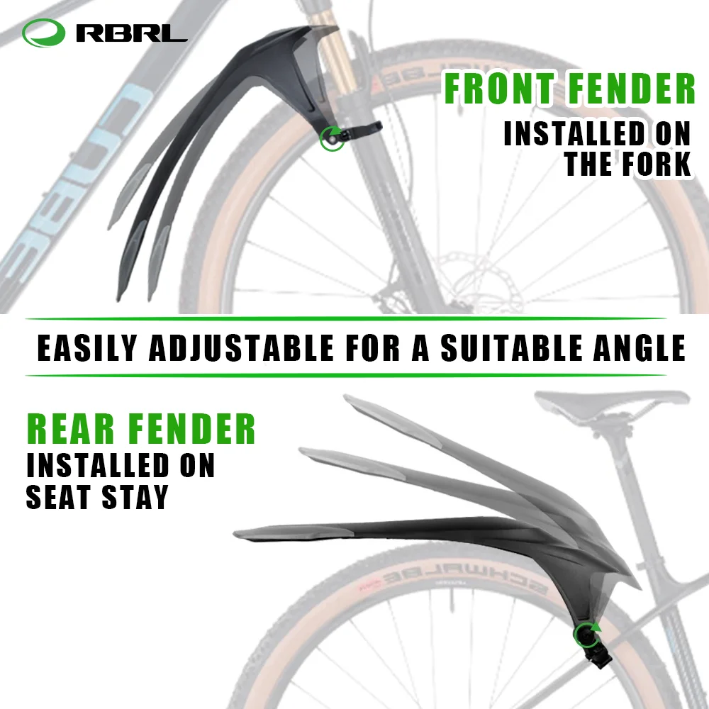 RBRL guardabarros MTB Set duradero innovador guardabarros PP plástico suave guardabarros para bicicleta de montaña alas de bicicleta 28 pulgadas accesorios de ciclismo