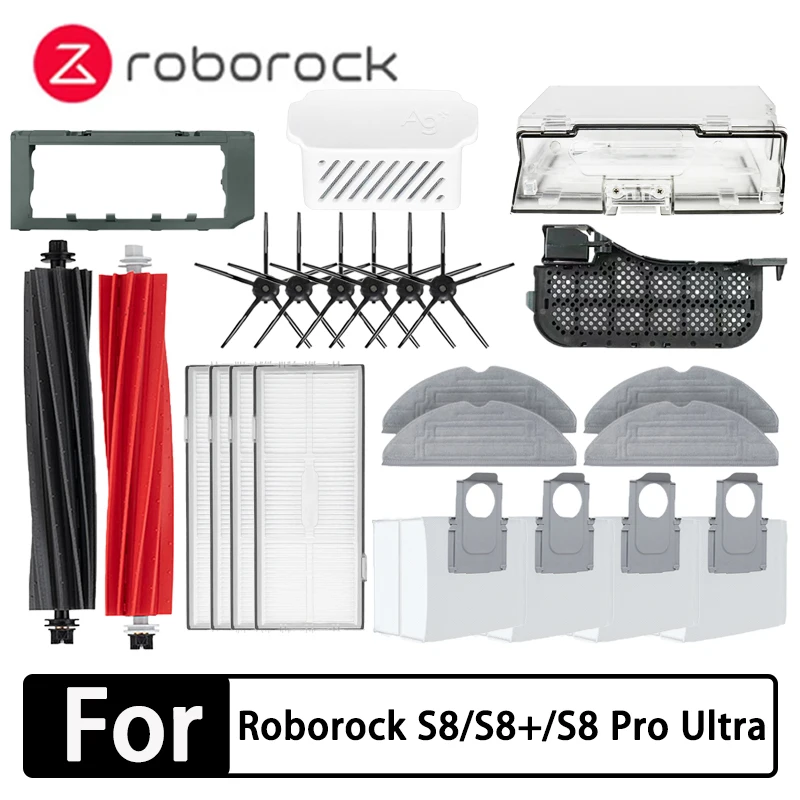 Accesorios Roborock S8 S8 Pro Ultra S8+: Paños de Mopa, Bolsas de Aspiradora, Cepillo Lateral, Filtro, Repuestos para Robot Aspirador