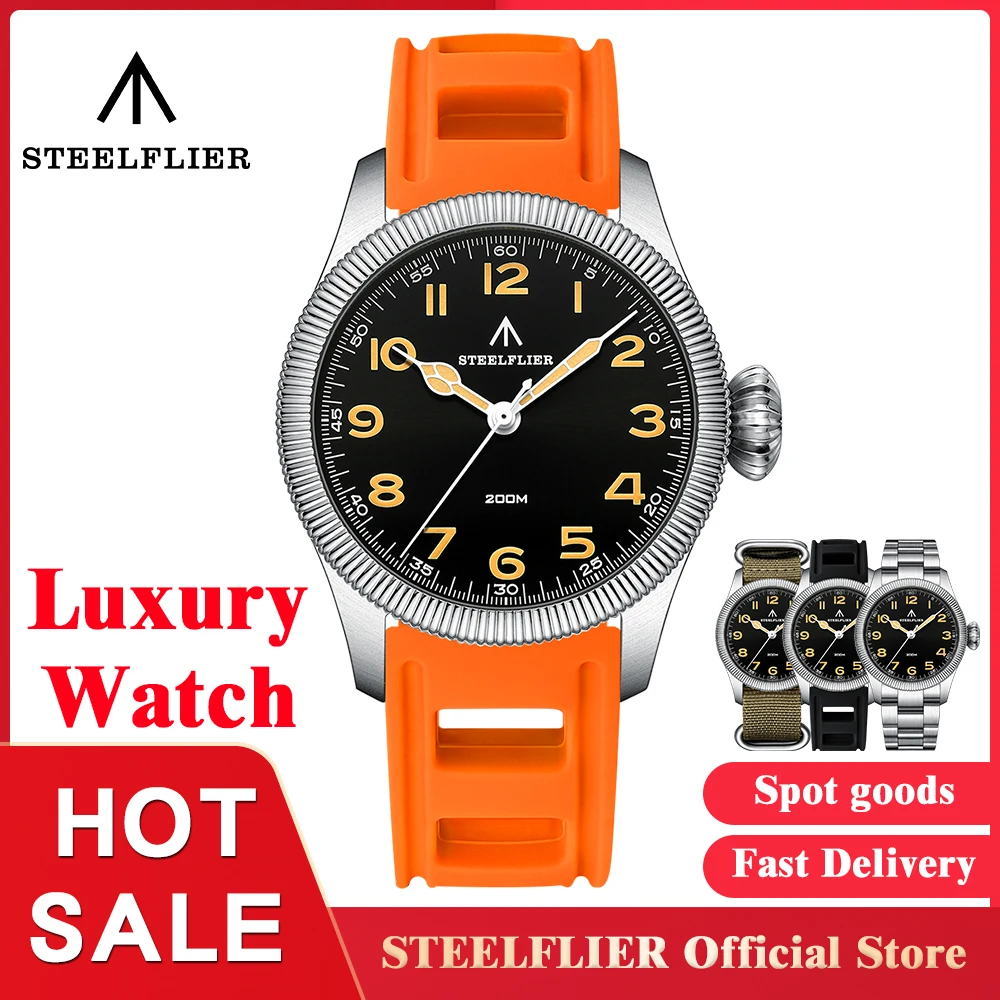 STEELFLIER oficial SF741 relojes de pulsera clásicos de cuarzo recuerdos espejo de zafiro VH31 silencioso 200M impermeable reloj luminoso de lujo
