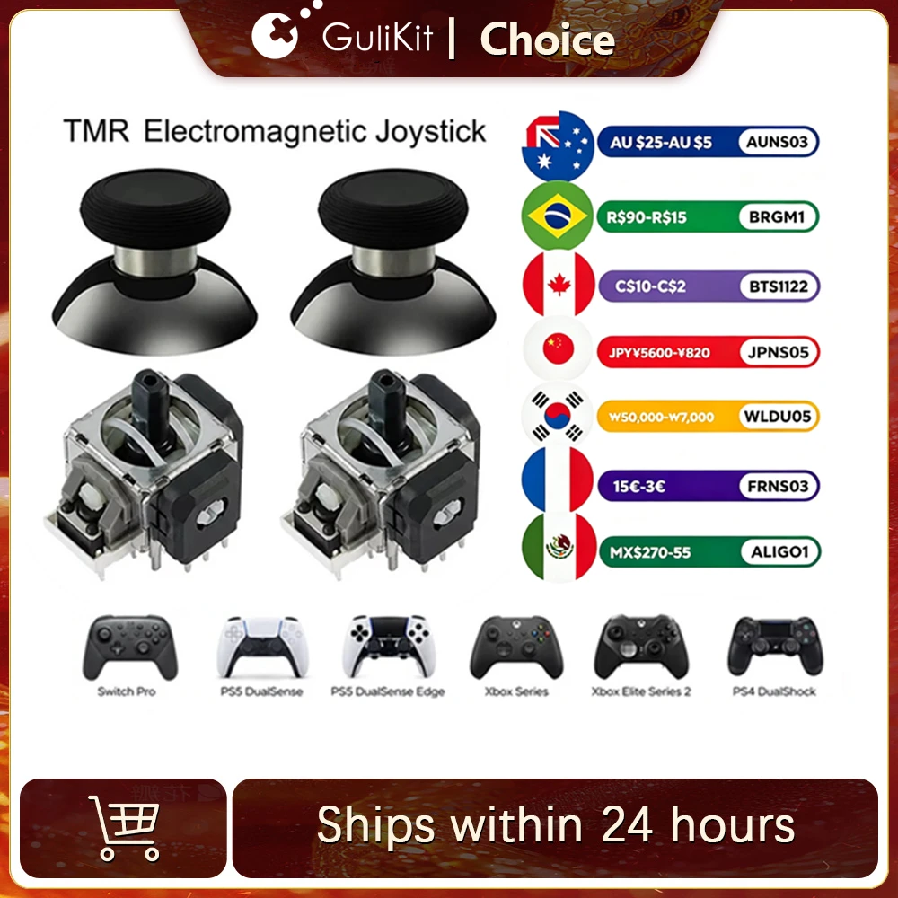 Accesorios para Controladores GuliKit, Reparación de Joystick TMR con Tapa para PS4, PS5/PS5 Edge, Gamepad para Switch Pro, Xbox Series