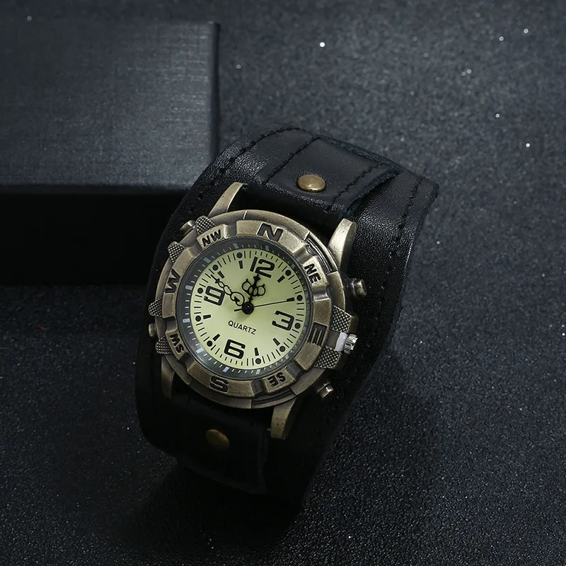 Reloj informal a la moda para mujer, correa de piel de vaca Vintage de gama alta, vestido de Color bronce antiguo, relojes de cuarzo para regalo de mujer