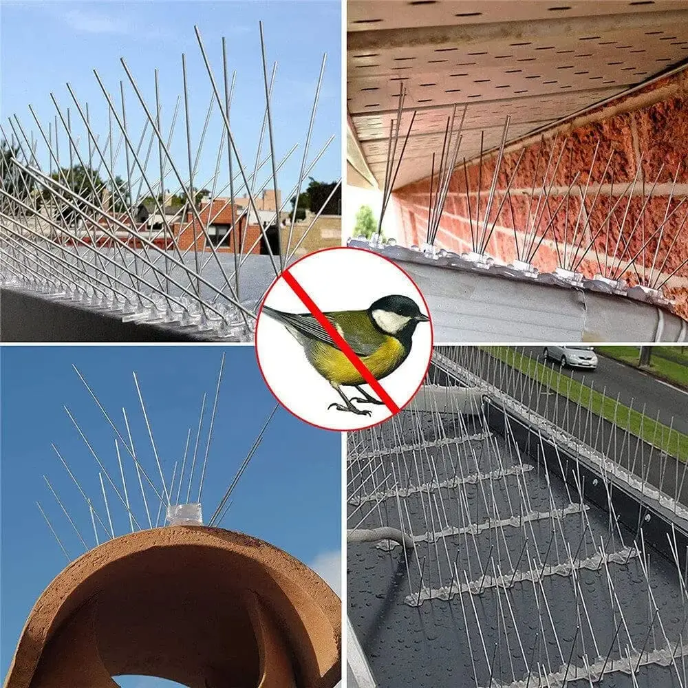 Juego de repelente de aves de acero inoxidable, 12 Uds., picos para palomas, disuasivo, antiaves, palomas, ardilla, gatos, repelente para techo de valla de jardín