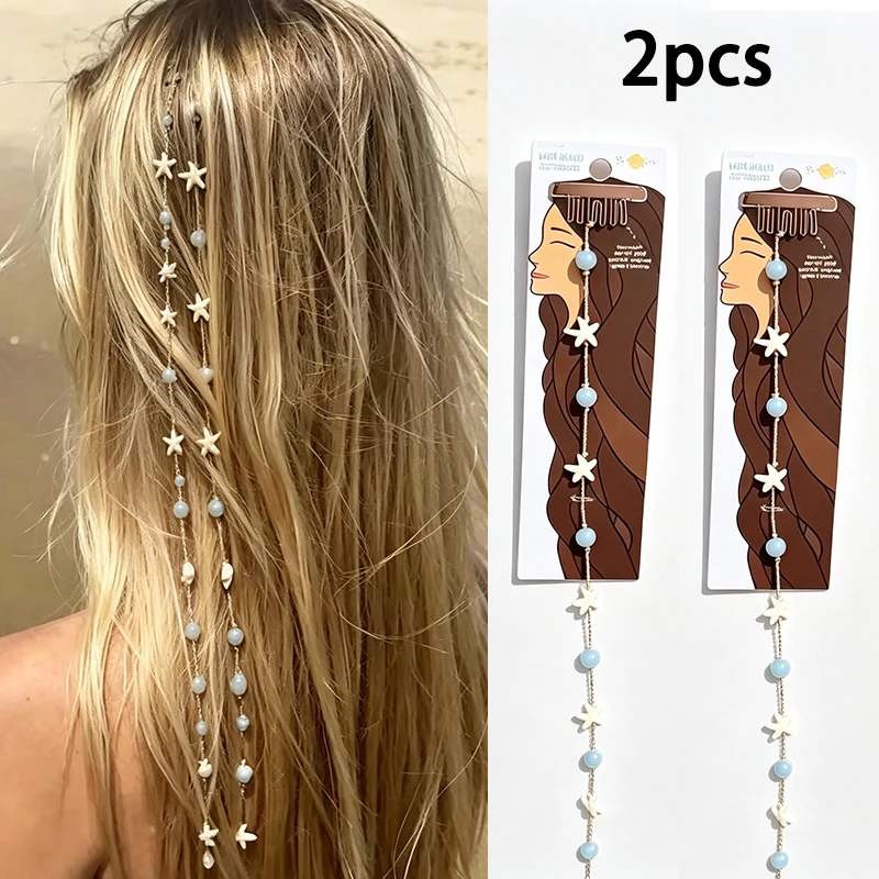 2 pinzas para el cabello con borlas para mujer, accesorios para el cabello con diseño de trenza, ideales para vacaciones en la playa.