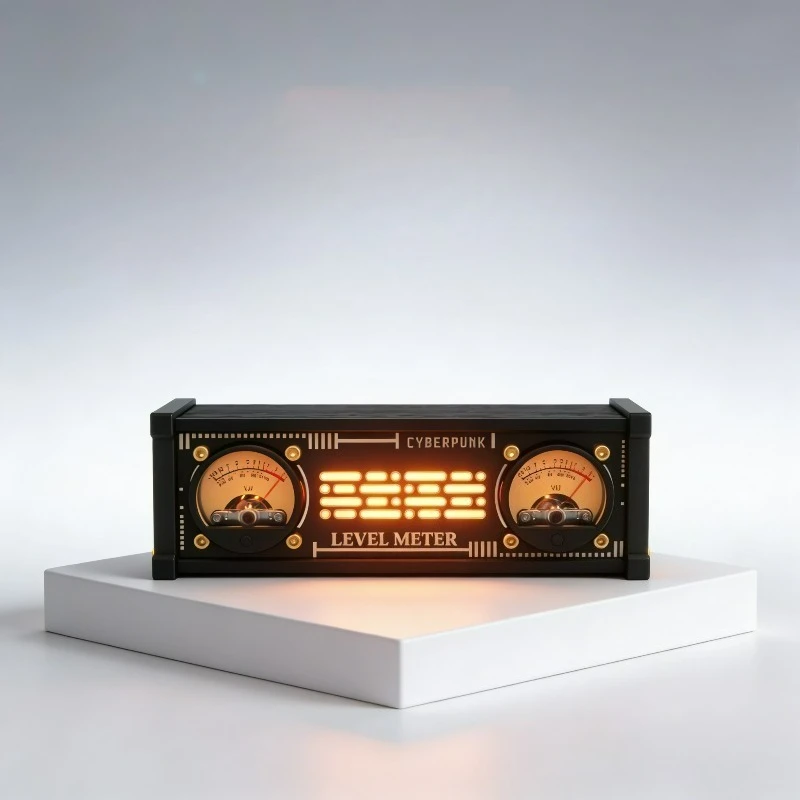 Medidor de nivel VU analógico electrónico, controlador de voz de luz RGB con decoraciones de escritorio retroiluminadas