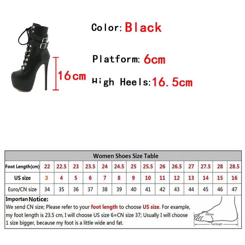 Liyke, botas sexis con plataforma y tacones extremadamente altos de 16,5 CM con correa y hebilla para mujer, zapatos de Stripper con cordones cruzados y punta redonda para fiesta y Club