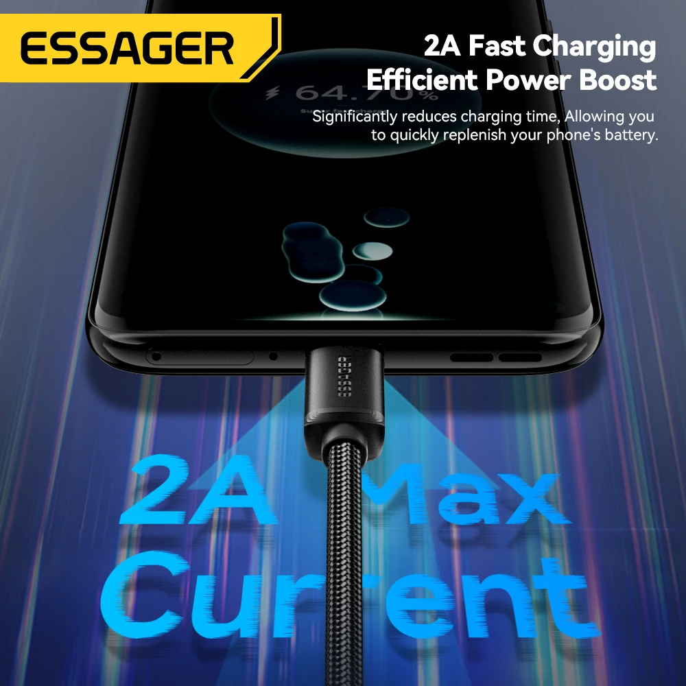 Essager Cable Micro USB 2A Cable USB de carga rápida para Xiaomi Realme Redmi Samsung Huawei teléfono móvil Cable cargador de datos USB 3M