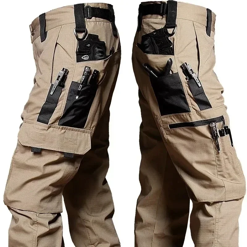 Nuevos pantalones de trabajo tácticos para hombre, pantalones Cargo informales impermeables para exteriores, pantalones de adiestramiento al aire libre resistentes al desgaste con múltiples bolsillos, 2/1 Uds.