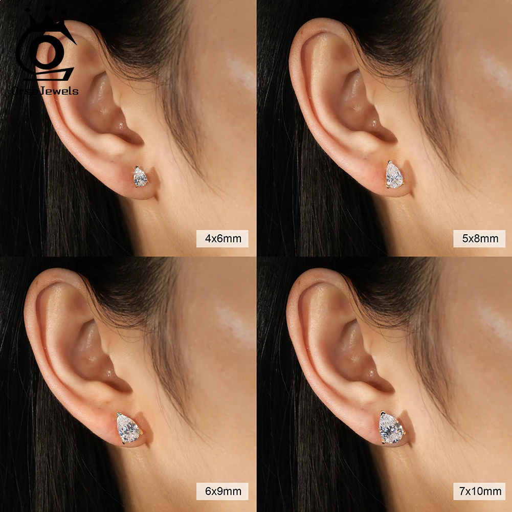 ORSA JEWELS Pendientes de circonita cúbica 8A 100% Plata de Ley 925 brillante CZ hipoalergénico Pendientes de circonita diarios LZE02