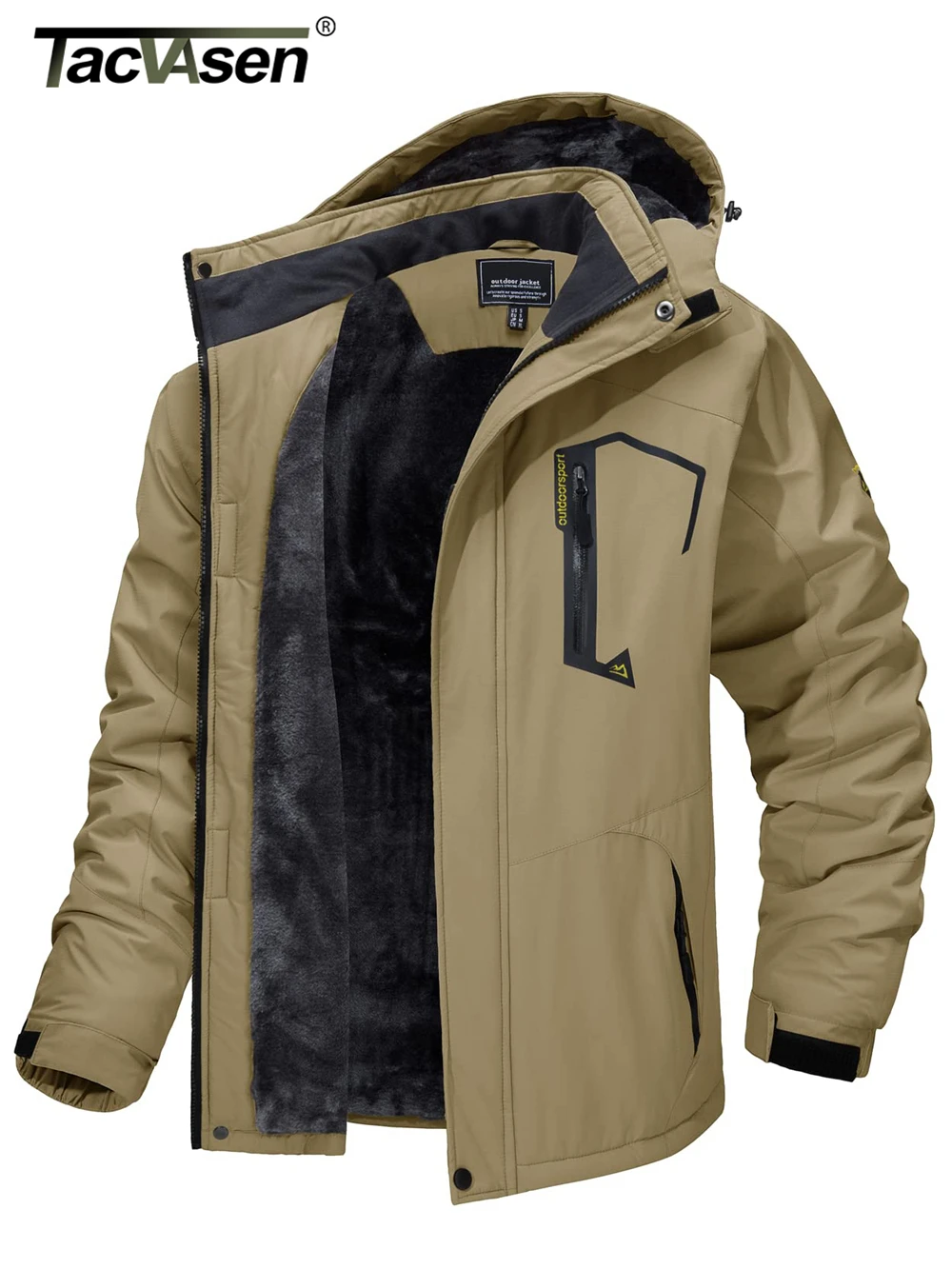 TACVASEN, chaquetas de montaña con forro polar, chaquetas de senderismo para hombre, abrigos con capucha extraíbles para exteriores, Parka de esquí y Snowboard, prendas de vestir de invierno