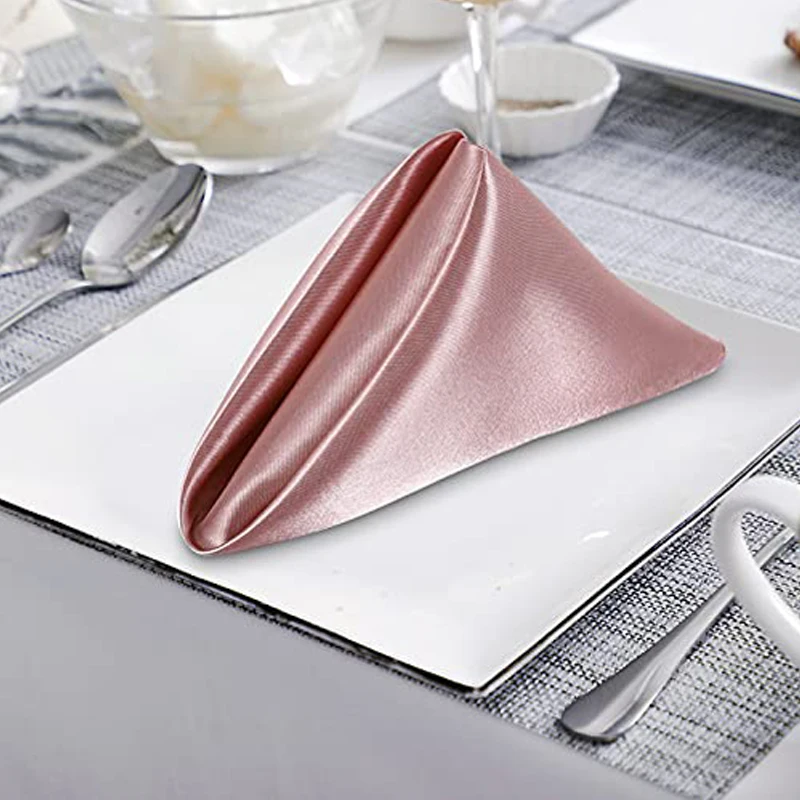 Juego de 24 Servilletas de Satén Cuadradas de 12 x 12 Pulgadas, Servilletas para Cena, Bodas, Fiestas, Servilletas Suaves para Mesa, para Bodas Románticas