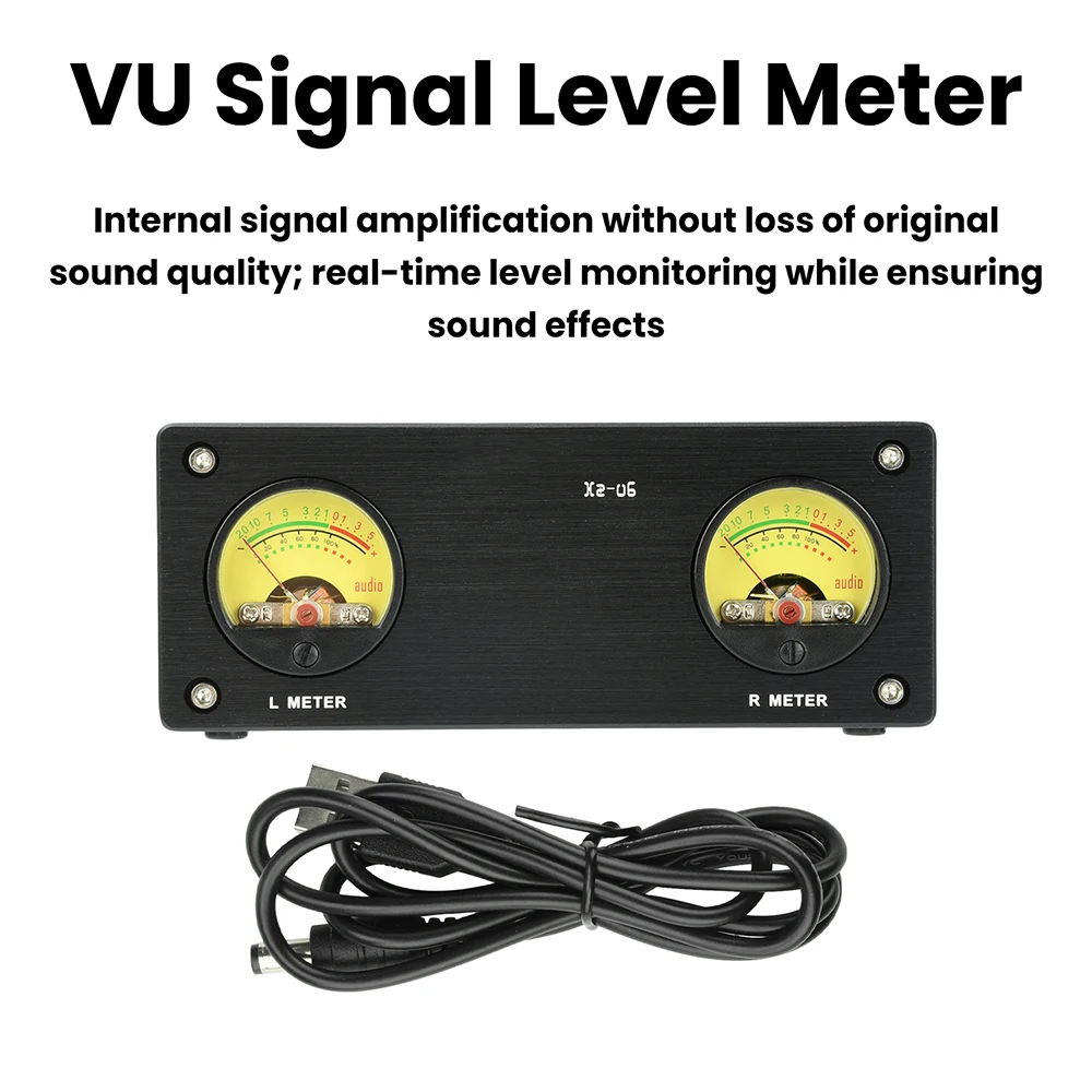 Medidor de Audio VU Xz-U6 de 5V CC con Conectores de 3.5mm/RCA, Medidor de Alta Precisión, Indicador de Nivel de Audio
