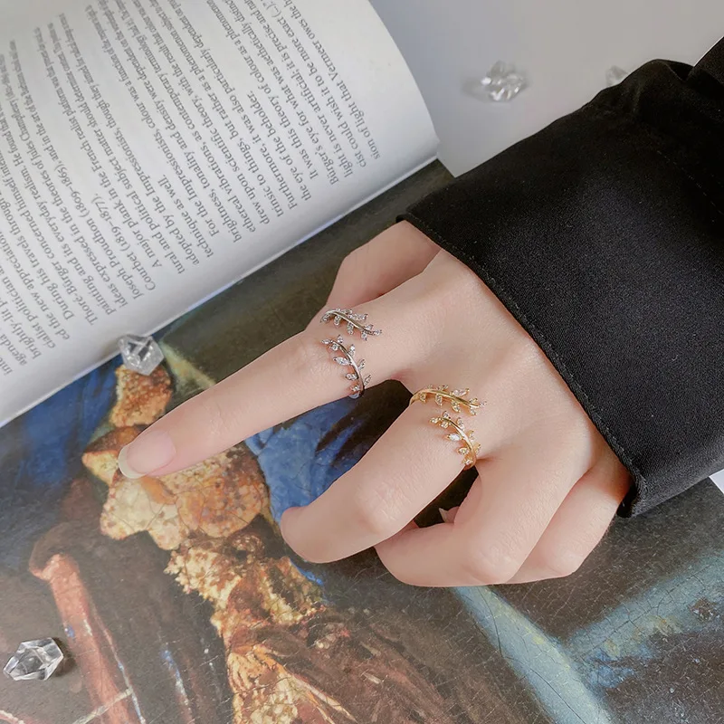 Anillo de Plata de Ley 925 con rama ajustable de oro y circonita para mujer, joyería fina para boda, ofertas al por mayor con